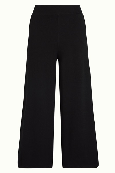 Border Palazzo Cropped Pants Milano Uni  Black