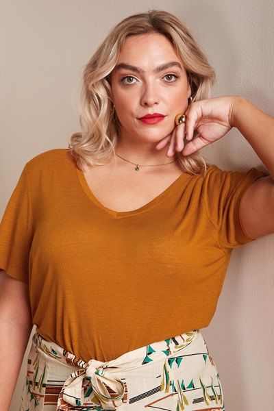 V Neck Top Marsy Linen Umbre