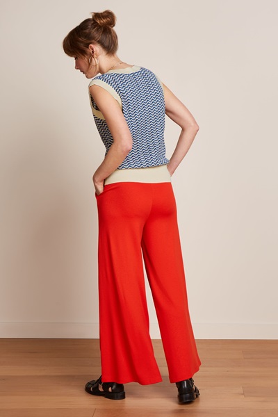 Border Palazzo Cropped Pants Milano Uni Fire Red