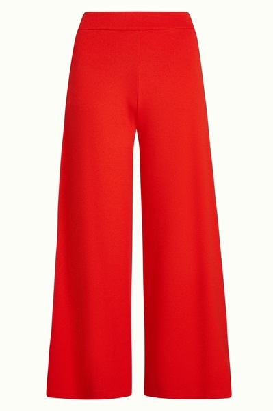 Border Palazzo Cropped Pants Milano Uni Fire Red