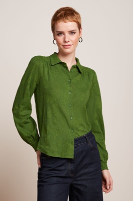 Carina Blouse Buzz Jaquard Palm Green