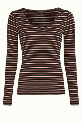 Carice V Top Pim Stripe Cabernet Red