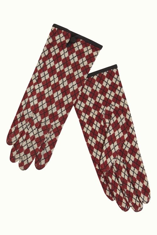 Gloves Argyle Cabernet Red